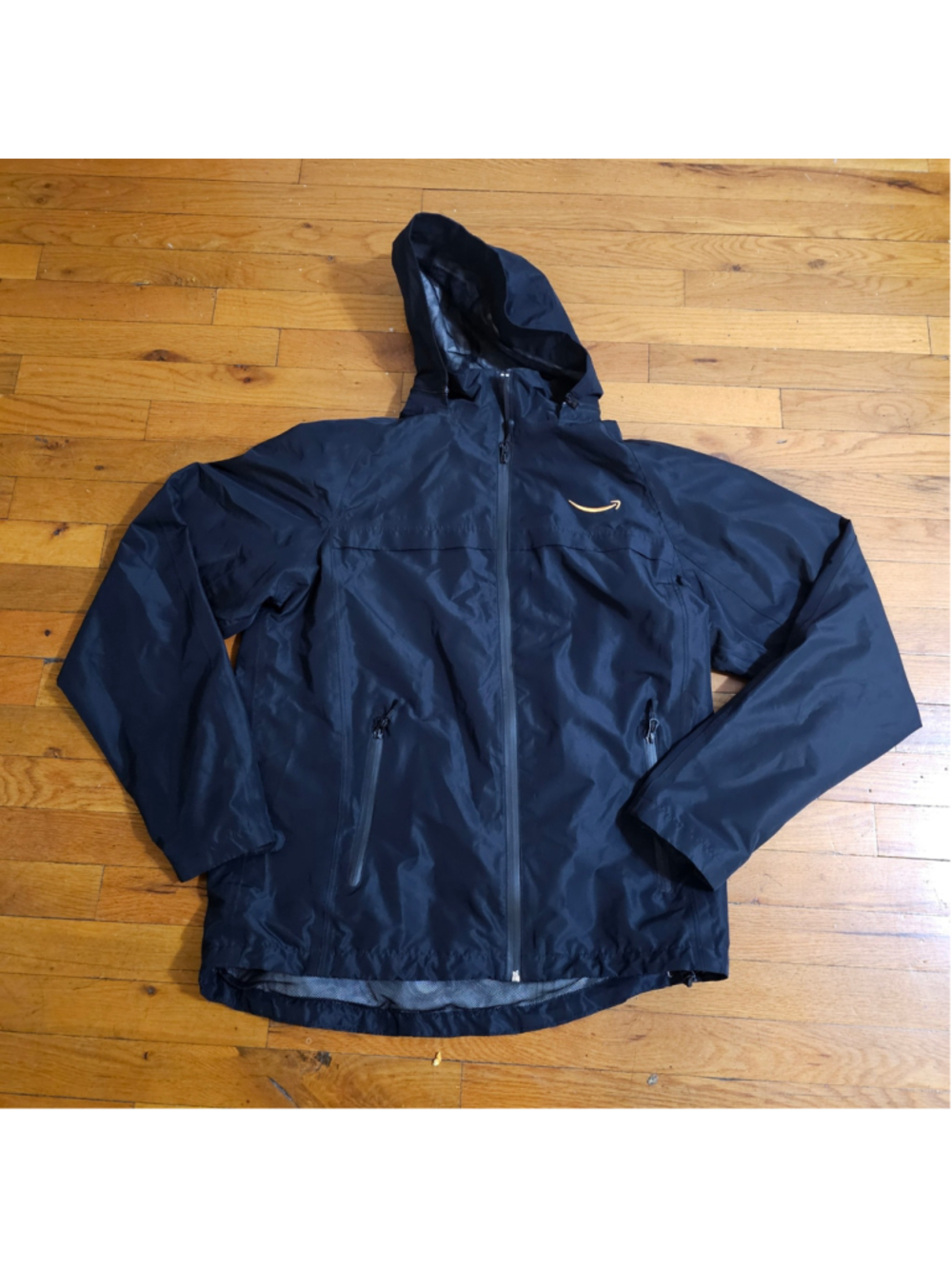 Amazon Essentials Rain Shell Jacket Mens Large Black Hooded Windbreaker